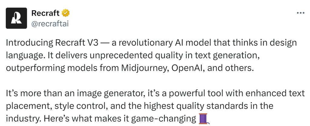 又一个设计师友好生图模型Recraft V3值得一试！